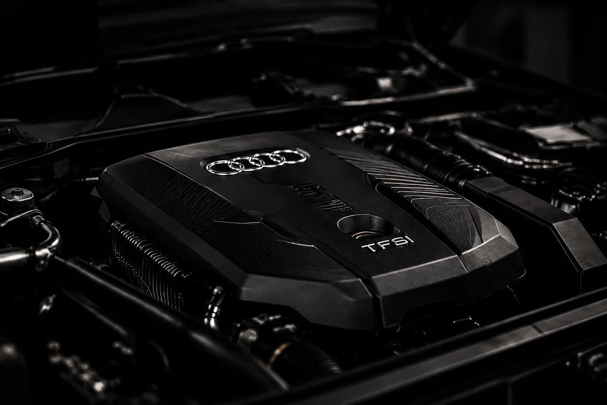 Detaljbild av en Audi TFSI-motor